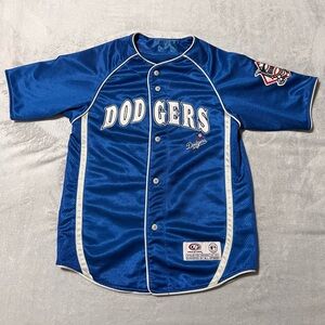 Boys Youth Vintage Y2K True Fan LA Dodgers MLB Blue White Baseball Jersey (S)